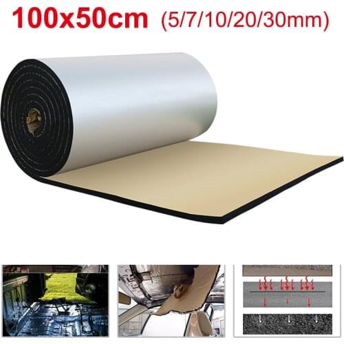 100x50CM 30MM Aluminum Foil Car Sound Heat Insulation Cotton Mats Engine Bonnet Firewall Noise Proofing Deadener Anti-noise Pads