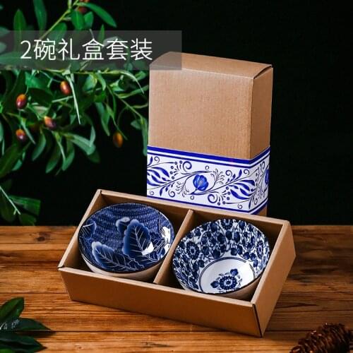 Blue and white porcelain tableware ceramic bowl set gift box cutlery set tableware set dishes and plates sets japanese utensils
