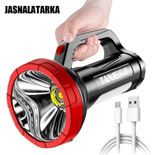 LED Powerful Flashlight Camping USB Recharge Ultra Bright Strong Light Outdoor Fishing Lamp Flashlight Waterproof COB Side Light