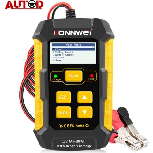 KONNWEI KW510 Fully Automatic Car Battery Tester 12v 5-Amp Battery Charger Smart Charger Pulse Repair Maintainer Repair Tool