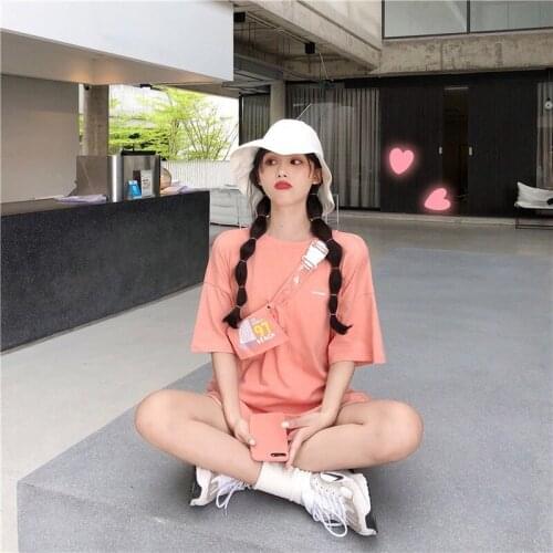 T-shirt Womens Spring and Summer New Loose and Versatile Pure Color Hong Kong Flavor Korean Short-sleeved Top