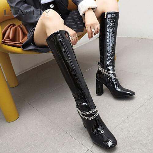 Lsewilly 2020 New Women High Heels Long Boots Lady Riding Cowboy Boots Winter Designer Pointed Toe Knee Thigh High Boots