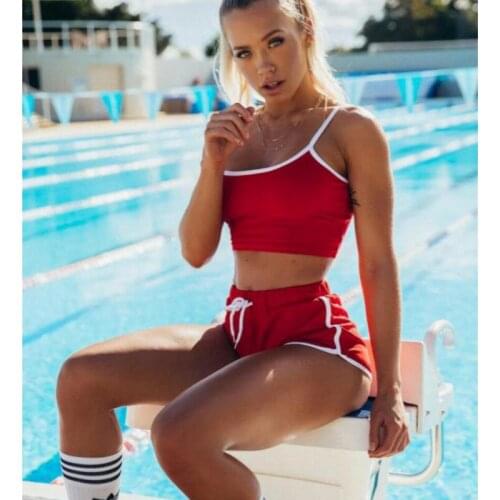 Women 2Pcs Yoga Suit Workout Gym Running Sports Bra Vest Shorts Athletic Set