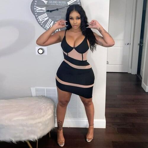 Elegant Color Block Patchwork Mini Dress for Women 2021 Sexy V Neck Spaghetti Strap Irregular Bodycon Night Club Party Dresses