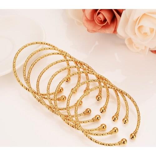 Dubai Gold Bangle Child Bracelet for Kids women giafrican Children Bairn Jewelry mideast Arab cute wedding bridal party Gift