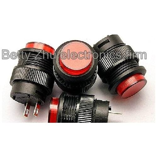 10PCS/LOT Self-locking switch button switch / R16-503A red round 16MM 3A/250V