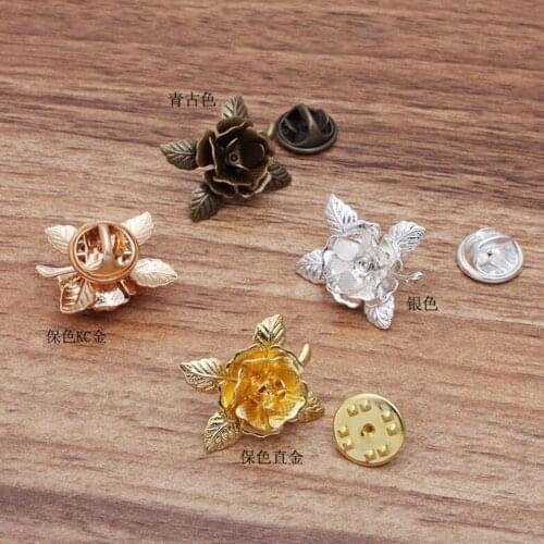 100sets Flower Squeeze Badge Holder Butterfly Clasp Pin Back Brooch Clutch Care Cap Nail Tie Back Stoppers
