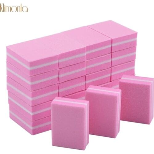 100pcs/pack Pink Nail File Block 100/180 Grit Mini Nail Buffer Block Sponge Block Disposable Mini Nail Polishing Sanding Block
