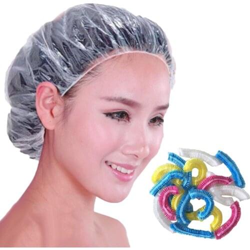 100Pcs Women Disposable Transparent Shower Hair Salon SPA Cap Protective Hat Anti-dust Protective Cap Shower Cap Hair Dye Cap
