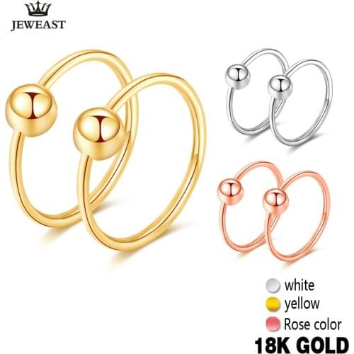 18k Gold Hoop Earrings Simple Elegant Trendy Exquisite Classic Round Beads Hoop Earring Women Girl Gift Rose Yellow White Hot