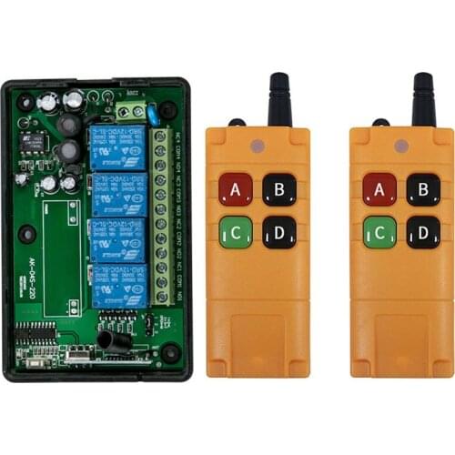 2000m AC110V 220V 250V 4CH Wireless Remote Control LED Light Switch Relay Output Radio RF Transmitter And 315/433 MHz Receiver
