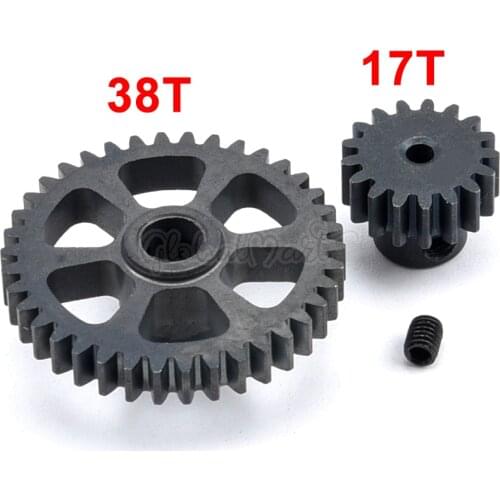 38T Steel Metal Diff Main Gear & 17T Motor Pinion Gear Spare Parts for WLtoys RC 1/18 A959 A949 A969 A979 K929 Replacement