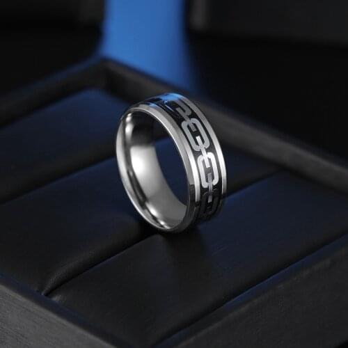 8MM Stainless Steel Mens and Womens Rings Birthday Gift Chain Pattern Men Wedding Ring Gifts For Men
