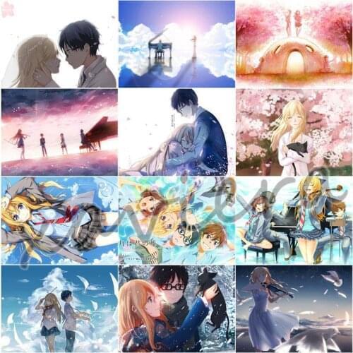 Xaviera 5D Diy Diamond Painting Anime Your Lie In April Embroidery Full Round Drill Cartoon Cross Stitch Rhinestone Mosaic Gifts