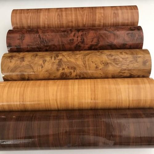 Car-Styling Gloss PVC Wood Grain Textured Car Interior Decoration Sticker Waterproof Furniture Door Automobiles Vinyl Film Decal