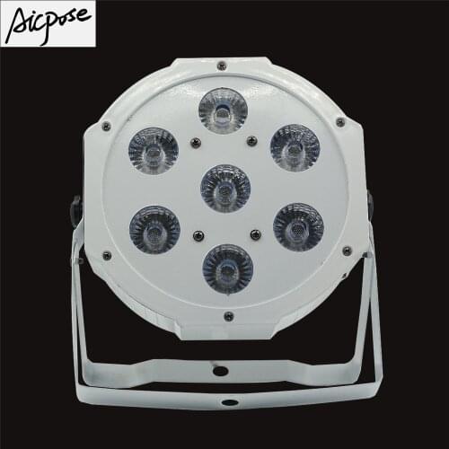 Free Shipping 7*12w Ultra Bright Slim Flat White Led Par Light 7x12W Smooth RGBW Color Mixing DMX 4/8 Channels Stage Wash