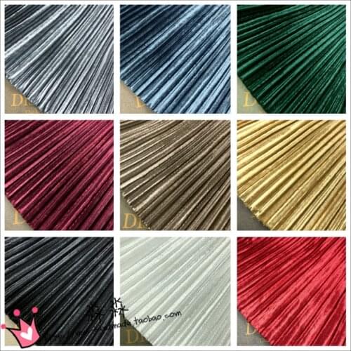 Pure DIY winter pleat accordion fold crushed golden velvet dress skirt fabric bra electro-optic body
