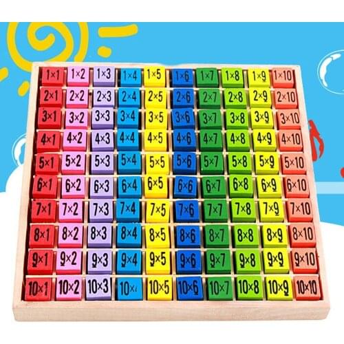 10x10cm Wooden 99 Multiplication Table Math Teaching Arithmetic Aids Montessori Educational Children Kid Toy Baby Gifts 2021
