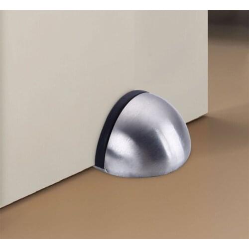 Door Stops Stainless Steel Hidden Door Holder Mounted Punch-free Rubber Door Touch Electroplating Brushed Hardware Door Bump