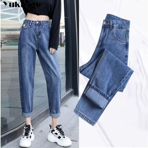 Loose Vintage Jeans Woman 2020 spring Casual Boyfriend ripped Denim Wide Leg Pants Oversize High Waist Jeans for women plus size