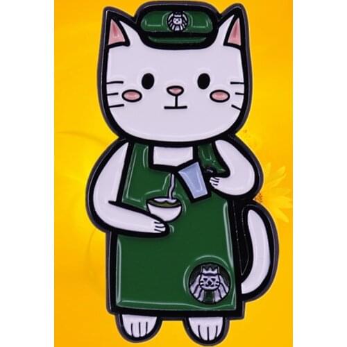 Cat caffeine Catfeine pun enamel pin A Good Day Starts With Coffee And Cats Cute Kitty Feline Pet Animal Meme Gift brooch