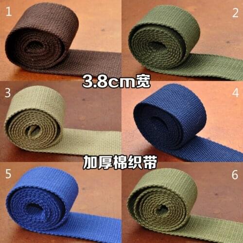 New 1.5" 6 Colors 38mm Width 5 Meters Cotton Tape Webbing DIY Sewing Shoulder Bags Clothes Buckles Craft Straps Accessories
