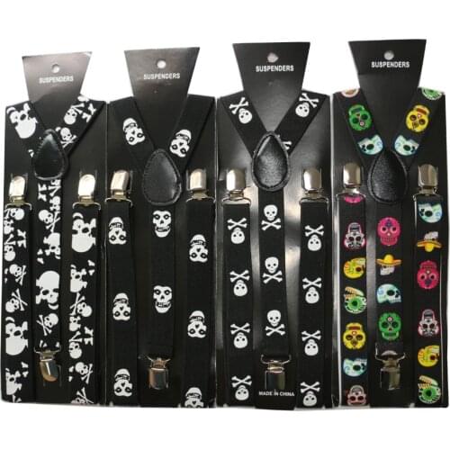 HUOBAO New Hip Hop 2.5cm Wide Skull Suspender For Mens Womens