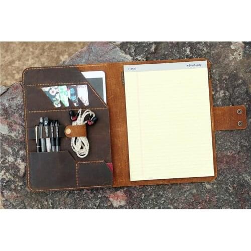 Personalized vintage leather notepad holder for TOPS legal pad writing pads / leather 8.5 x 11.75 letter size Work portfolio