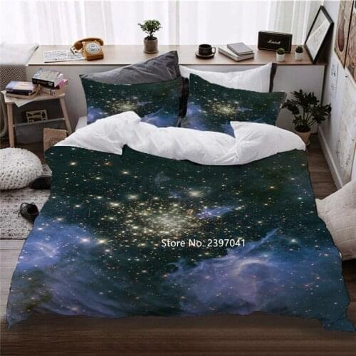 2-3 Pieces Silver Riverbed Bedding Set Blue Starry Sky Down Quilt Covered Pillowcase High Quality Luxury Home Textiles Knitwear