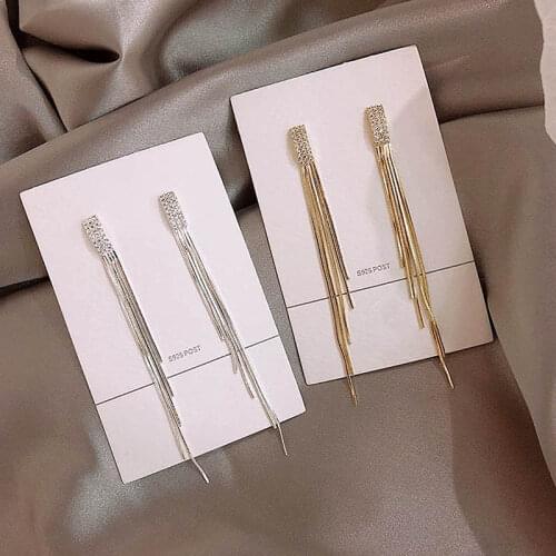 Korean Fashion Metal Tassel Drop Earrings for Women Personality Jewelry Temperament Long Bridal Earrings Gift