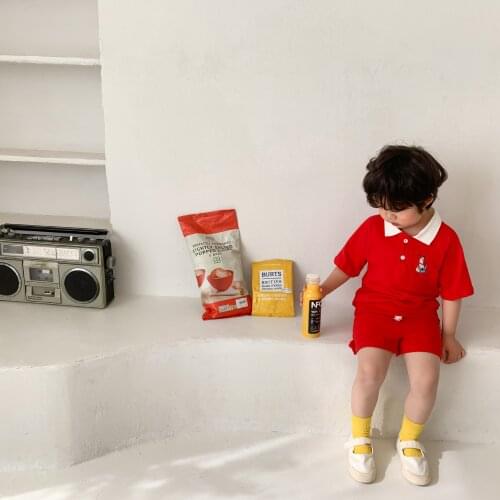 Boys Summer Suit 2021 New Handsome Soft Fashion Children Pullover Short Sleeve Shorts Two Piece Set