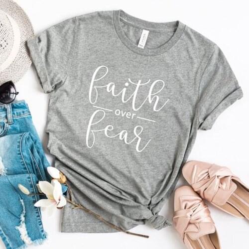 Summer Faith Over Fear T-shirt Unisex Women Inspiring Religious Christian Church Tshirt Casual Graphic Top Tee Shirt Drop Ship