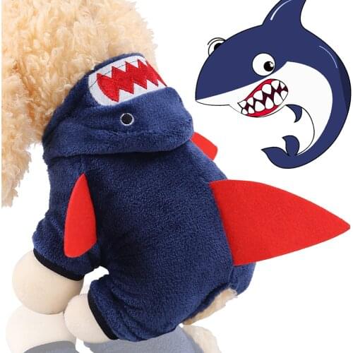 Pug Shark Costume Cozy Frenchton Puppy 4 Legs Hoodie Pet Dog Clothes Dog Hoodie Cosplay Costume Outfits Sweater Pajamas