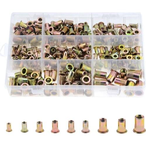 300PCS/BOX M3 M4 M5 M6 M8 Head Rivet Nuts Set Nuts Insert Reveting Multi Size Rivet Nuts For Rivet Nut Gun Riveting Tool