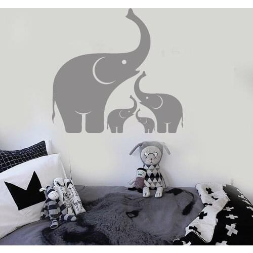 Elephant Family Vinyl Wall Stickres for Nursery Removable Wall Decal African Animals Sticker Mural Baby Room Home Decor ZB559