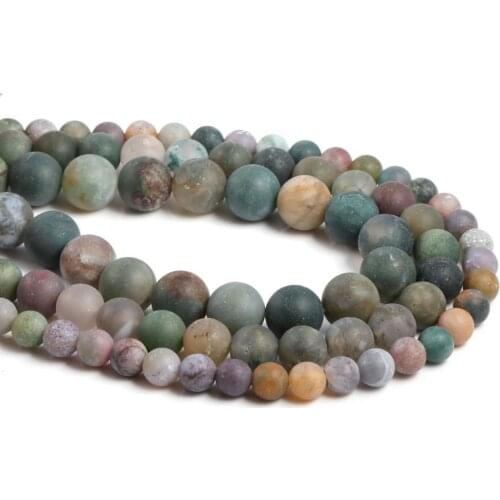 Natural Frosted India Agates Round Loose Beads 4 6 8 10 12 MM Pick Size for Jewelry Making 15" Strand