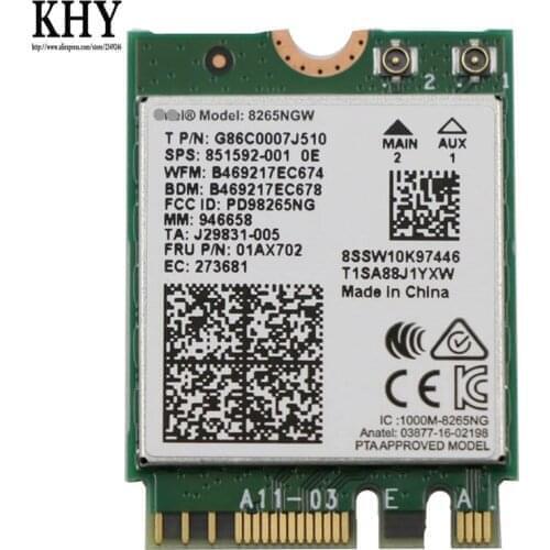 Original Wireless,CMB,IN,8265 Vpro ThinkPad X1 Carbon 6th,T480 T480s,X1 Yoga 3rd,X380 Yoga,P320 P520 P520c P720 01AX702 01AX751