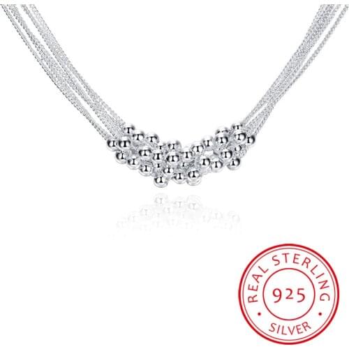 925 Silver Necklace for Women Fine Jewelry Wholesale Real Pure Six Tassels Beads collares OL Female Simple Special Brand Gift