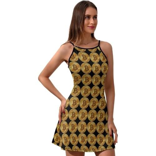 Money Dress Suspender Date Cheap Dresses Stretch Youth Polyester Pattern One-Piece Dress