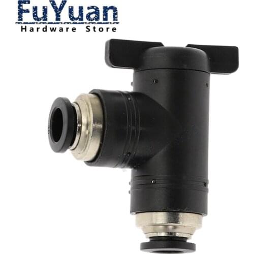 Pneumatic BUL 4mm 6mm 8mm 10mm 12mm Push In Quick Joint Connector Hand Valve To Turn Switch Manual Ball Current Limiting Black