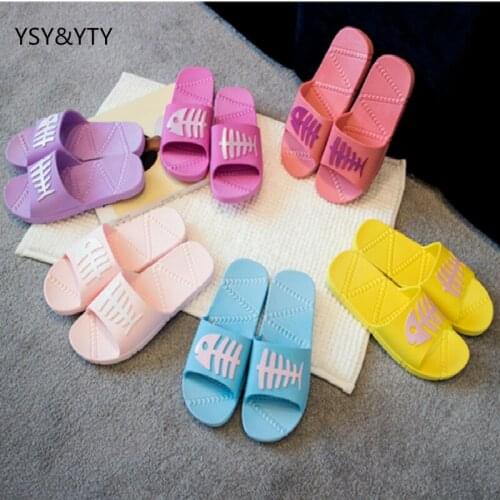 2019 Bathroom slippers female summer home interior slippery thick bottom couple bath plastic cool sandals summer shoes woman