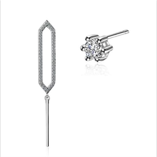 KOFSAC New Charm 925 Silver Stud Earring For Women Birthday Party Jewelry Exquisite Micro-Inlay CZ Asymmetry Earring Accessories