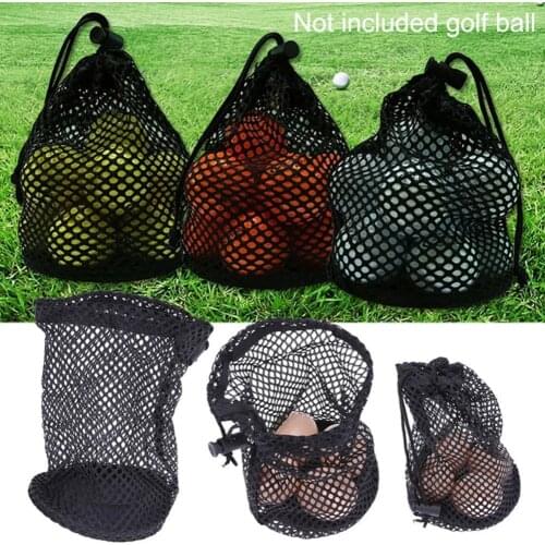 1Pcs Golf Net Bag Sports Mesh Bag Black Nylon Golf Bags Golf Tennis Ball Carrying Drawstring Pouch Storage Bag Golf Accessories