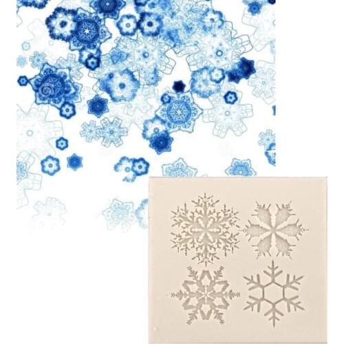 Christmas 4-different style snowflake chocolate Party DIY fondant baking cooking cake decorating tools silicone 3D mold