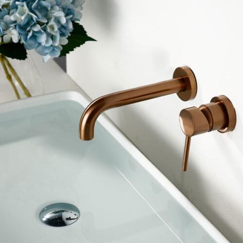 MTTUZK Solid Brass Brushed Rose Gold Faucet Bathroom Basin Faucet Cold Hot Mixer Taps Wall Mounted Sink Faucet Crane