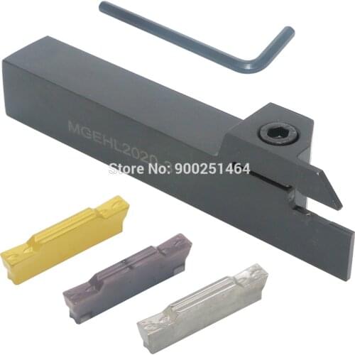 CNC Lathe Grooving Tool Holder MGEHL2020-3(20mm)Left, with Three MGMN300 Cemented Carbide Blades (3mm)