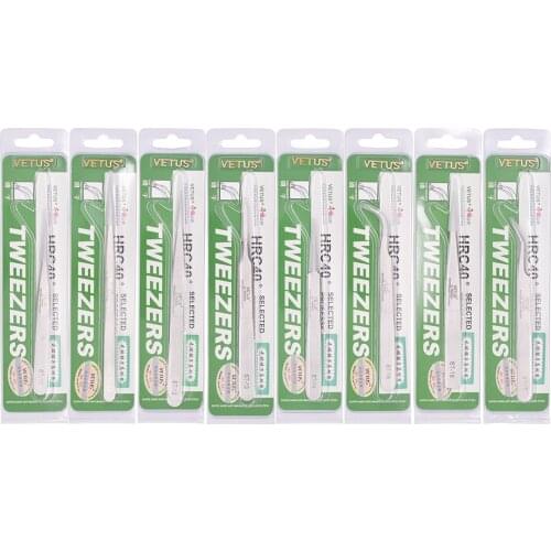 Salable product VETUS Gold lettering Eyelash Tweezers ST-10/11/12/13/14/15/16/17 Stainless Steel Repair Tools 60pcs/lot