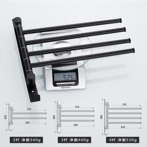 Vidric 2-4 Foldable Swivel Towel Bars Copper Wall Mounted Bathroom Towel Rail Rack Bathroom Towel Holder Black/Chrome Towel Hang