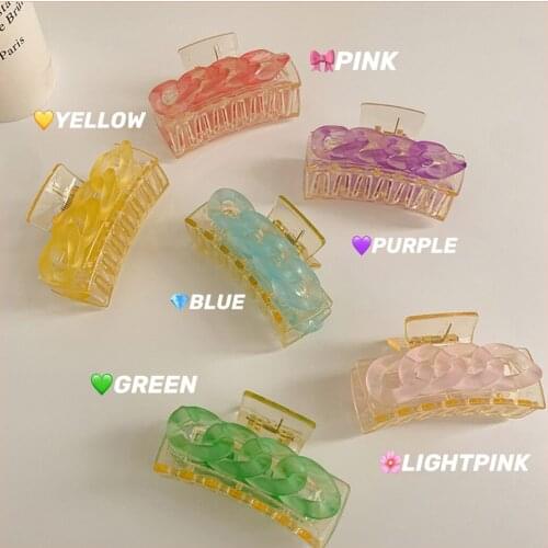 High Quality Geometric Acetate Hair Claws Large Square Hair Crabs Clip Candy Color Chainn Hair Clamps For Women Hair Accessories