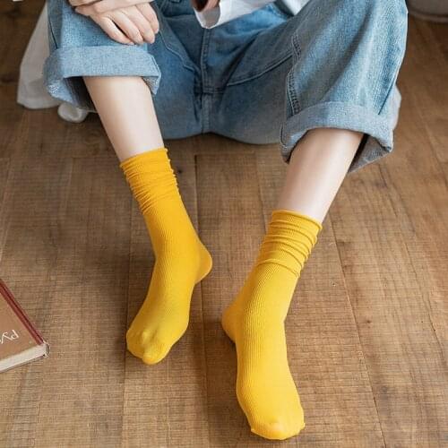 1 Pair Woman Frilly Socks Spring New Fashion Summer Harajuku Korean StyleThin Loose Sock Solid Color Cute Socks